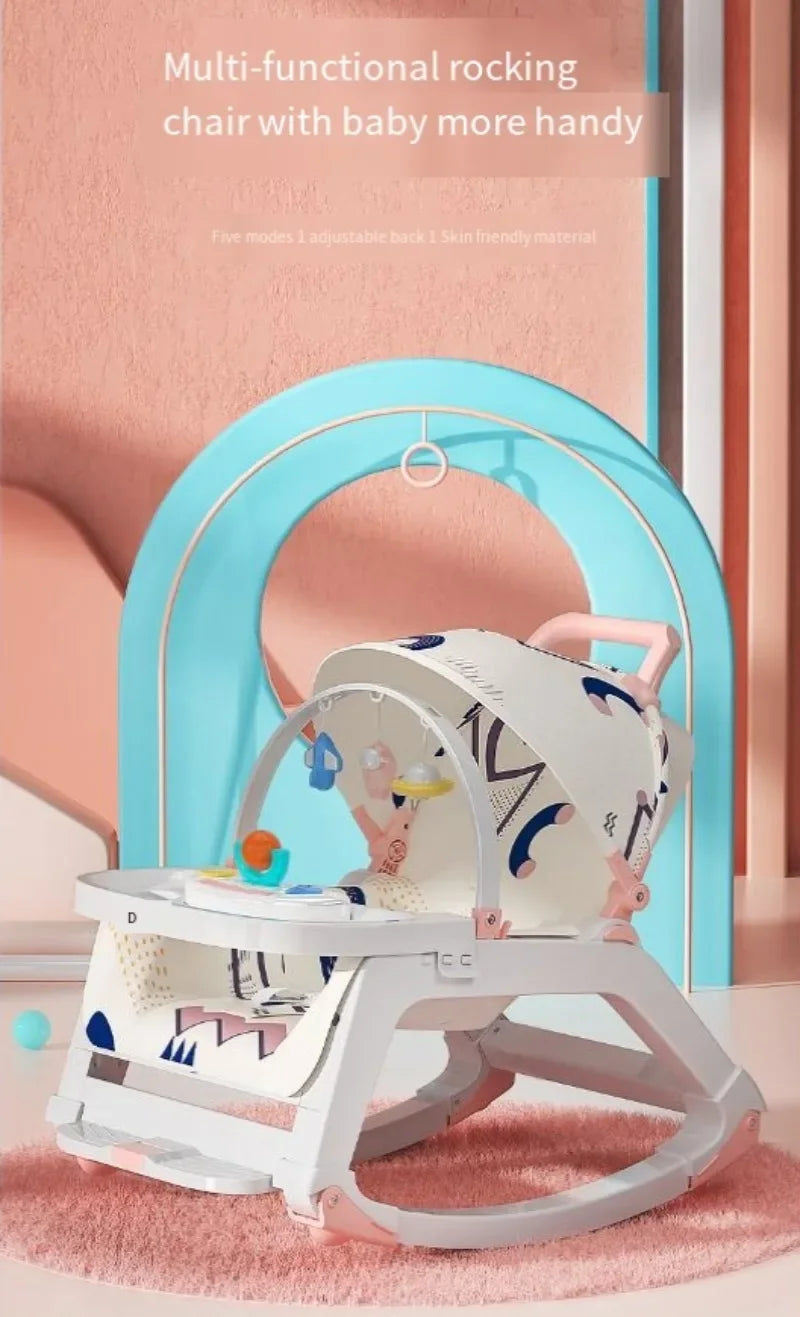 DreamNest™ 5-in-1 Baby Rocking Chair | Multi-Functional Bouncer, Seat, Rocker, Dining & Trolley