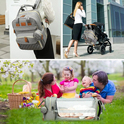 NestGo™ 3-in-1 Diaper Backpack with Foldable Baby Bed