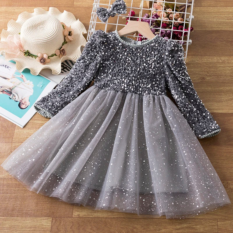 Sequin Girls Princess Party Dresses for Kids