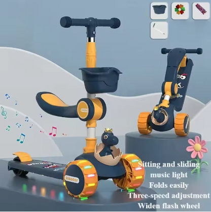 3-in-1 Kids Kick Scooter – LED & Music