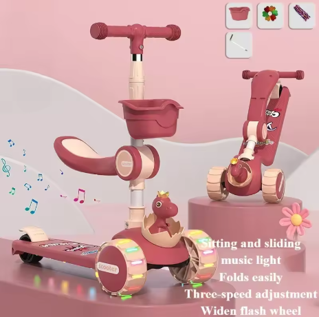3-in-1 Kids Kick Scooter – LED & Music