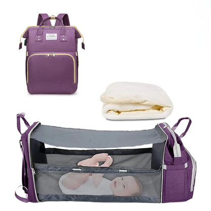 NestGo™ 3-in-1 Diaper Backpack with Foldable Baby Bed