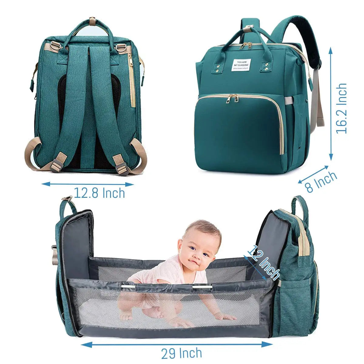 NestGo™ 3-in-1 Diaper Backpack with Foldable Baby Bed