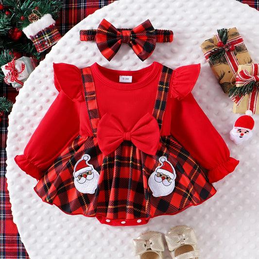 Christmas Plaid Skirt Outfit for Kid's