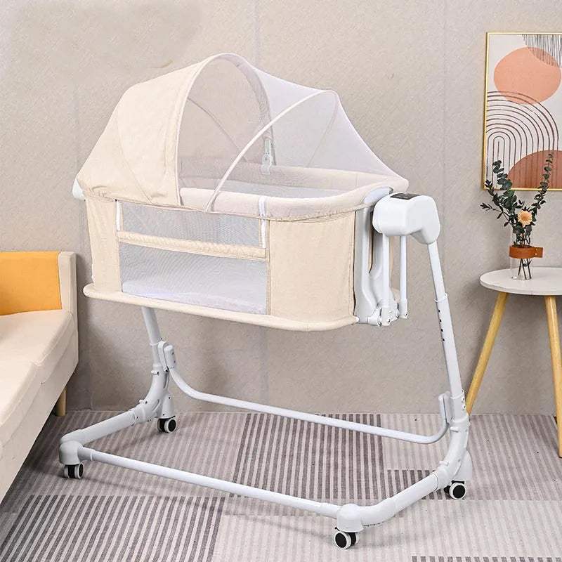XMSJ Adjustable Bedside Sleeper Crib Electric Rocking Bassinet with Remote