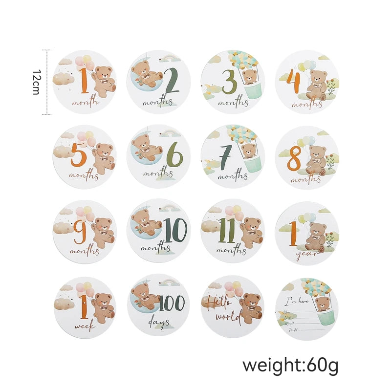 Wooden Baby Milestone Age Cards Set