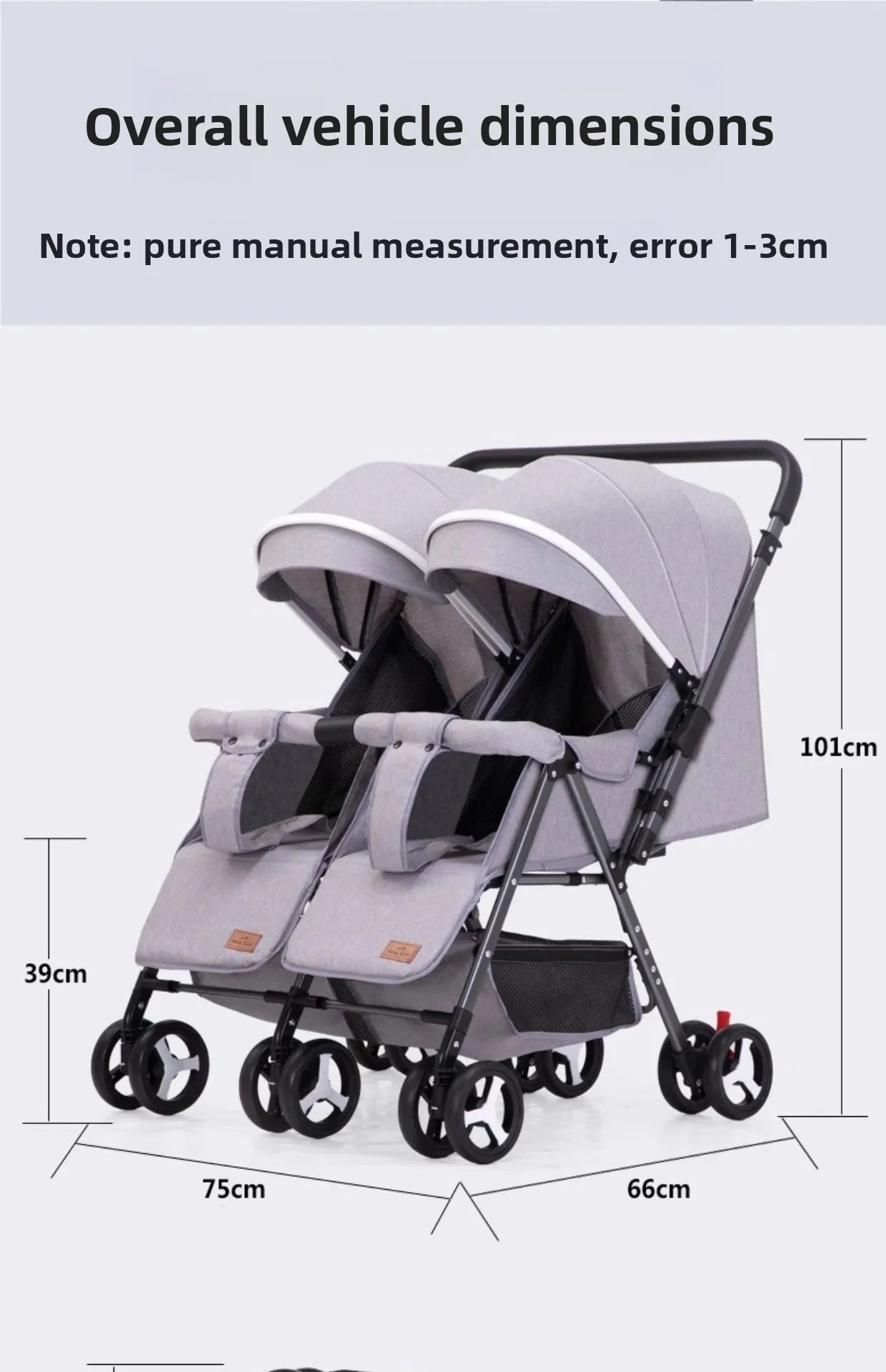 WarmHouse™ TwinFlex Double Stroller – Foldable Comfort for Two Kids