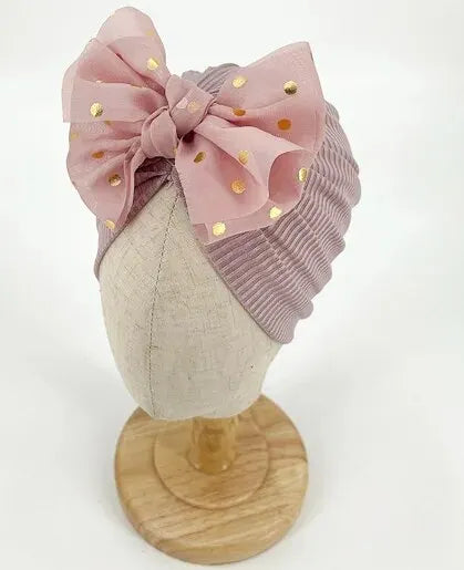 I LOVE DAD™ Baby Bowknot Turban Hat – Soft Cotton & Polyester Beanie for Newborns 0–1Y