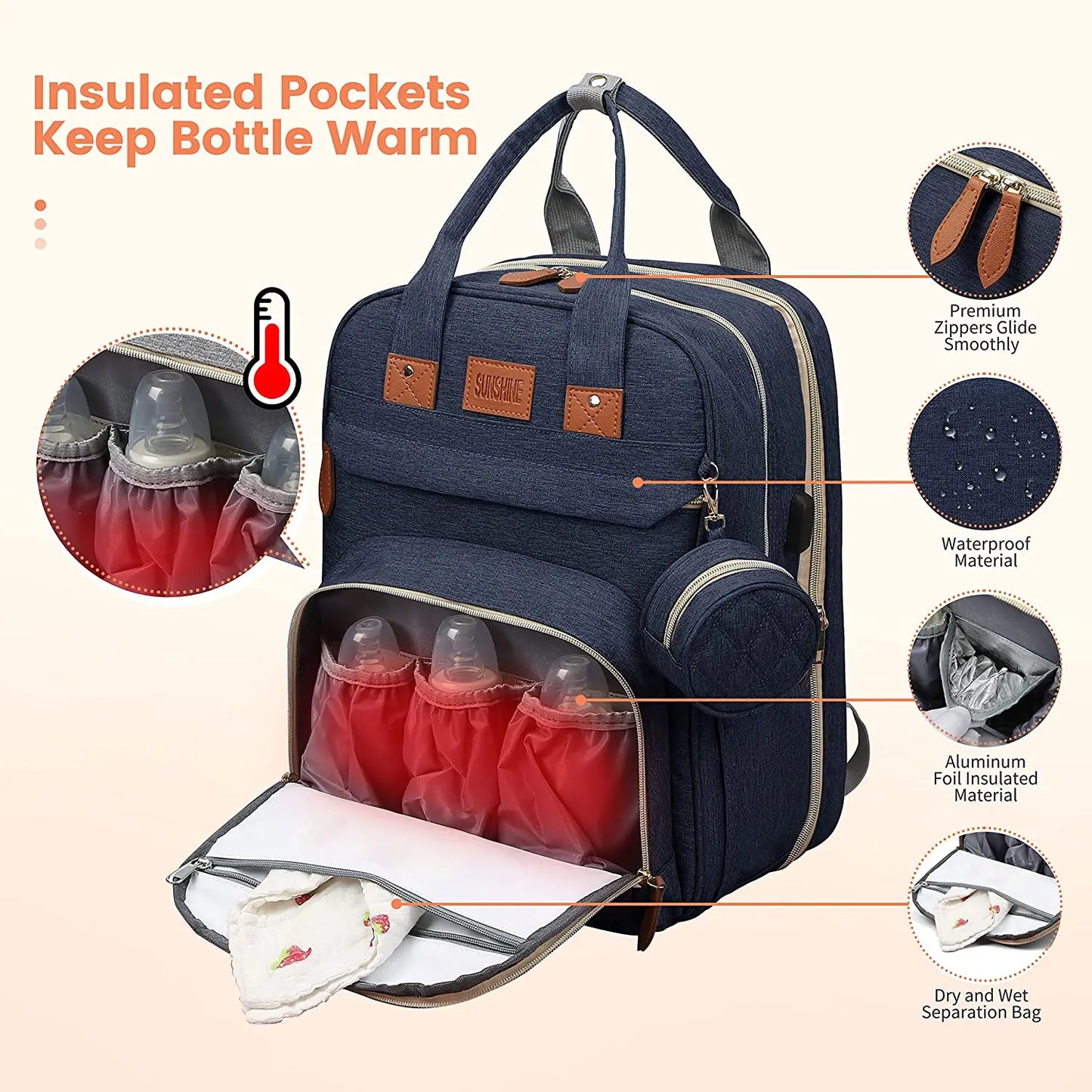 NestGo™ 3-in-1 Diaper Backpack with Foldable Baby Bed