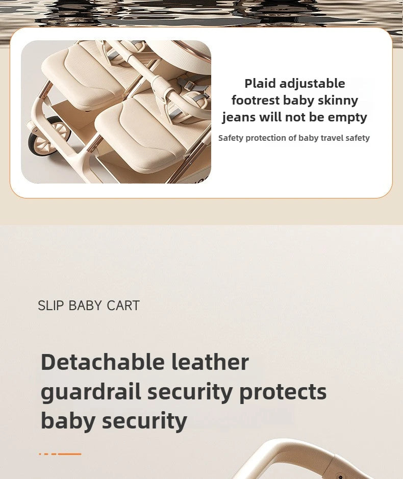 TwinGlide™ 2-in-1 Foldable Twin Baby Stroller – Lie-Flat Comfort, Heavy-Duty