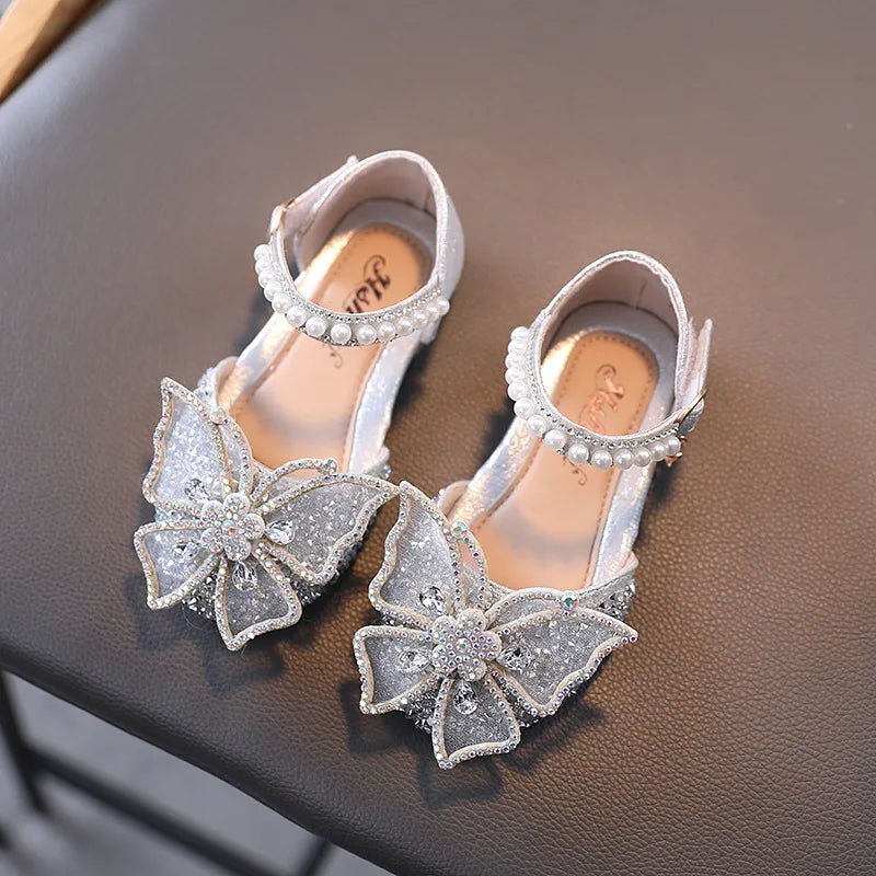 Girls Rhinestone Bow Sandals