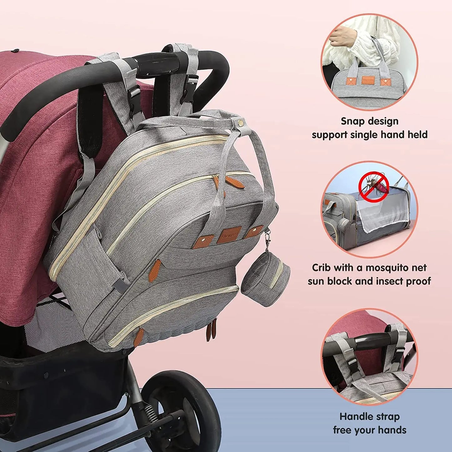 NestGo™ 3-in-1 Diaper Backpack with Foldable Baby Bed