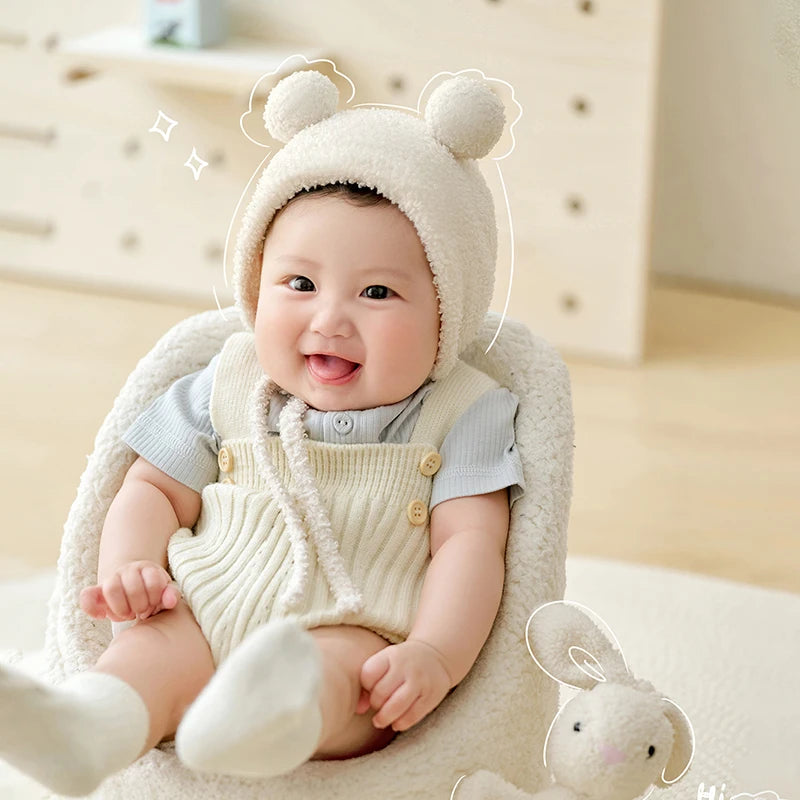 AIBEDILA™ Bear Knit Infant Photography Outfit – Plush Rabbit Prop Set | Unisex Newborn Photo Clothes | 0–6 Months | INS Style