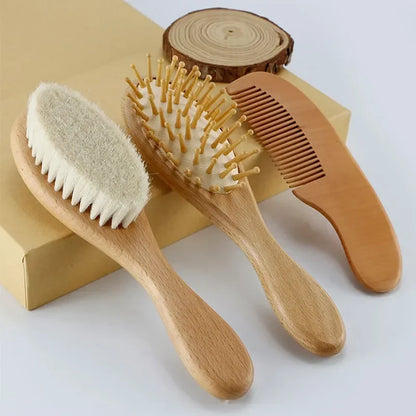 Natural Wooden Baby Hair Brush & Comb Set