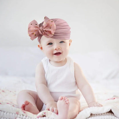 I LOVE DAD™ Baby Bowknot Turban Hat – Soft Cotton & Polyester Beanie for Newborns 0–1Y