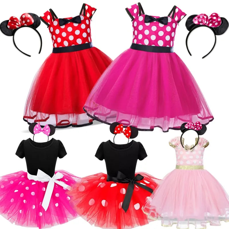 Cute Baby Girl Minnie Mouse Polka Dot Dress