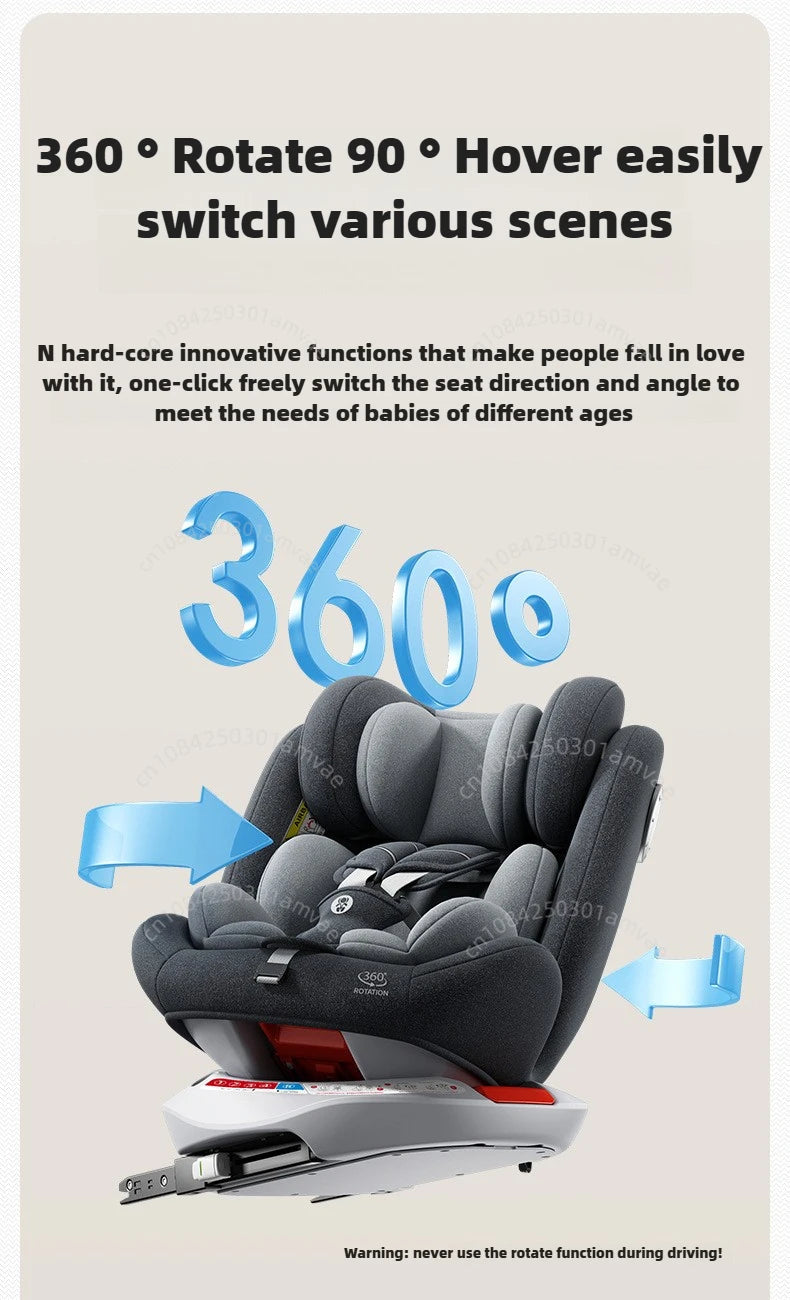 TM™ ISOFIX Child Safety Car Seat – 360° Rotatable Travel Seat for Newborn to 12 Years