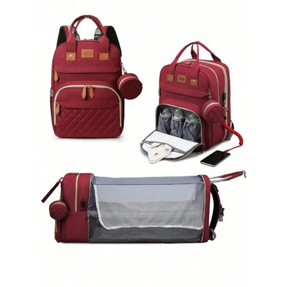 NestGo™ 3-in-1 Diaper Backpack with Foldable Baby Bed