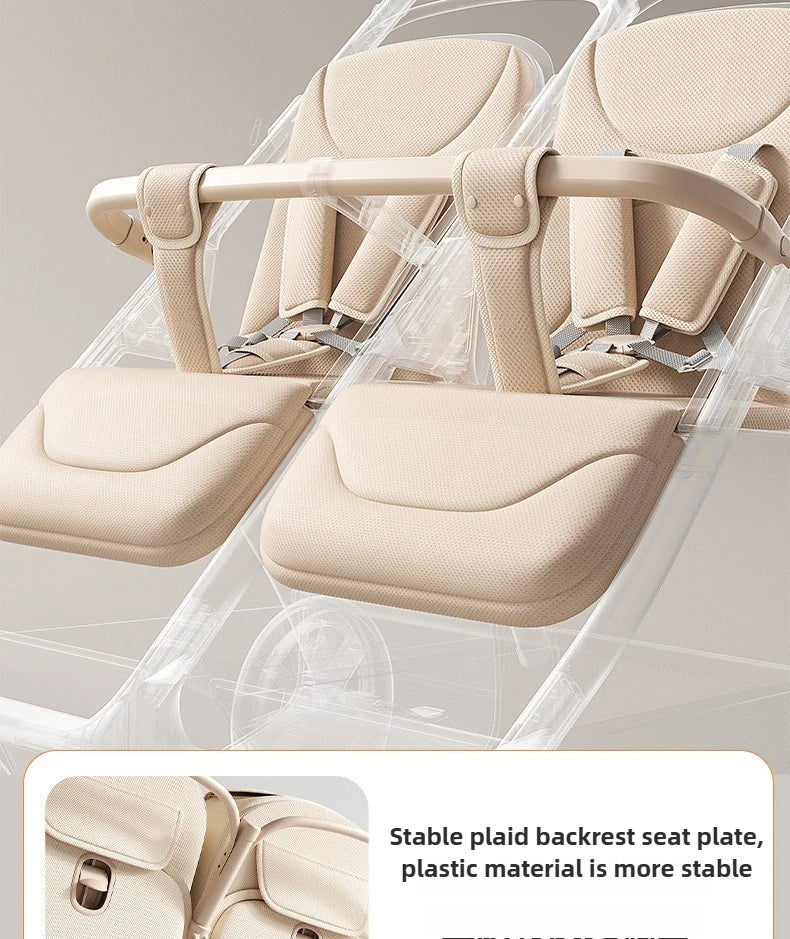 TwinGlide™ 2-in-1 Foldable Twin Baby Stroller – Lie-Flat Comfort, Heavy-Duty