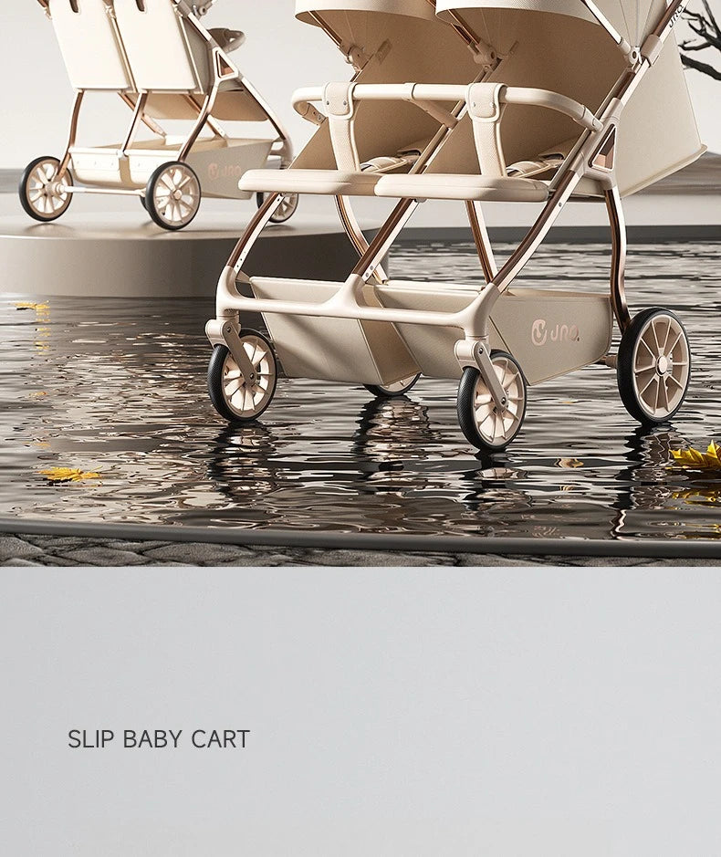 TwinGlide™ 2-in-1 Foldable Twin Baby Stroller – Lie-Flat Comfort, Heavy-Duty