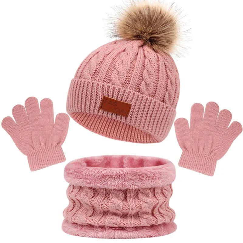 Baby Winter Hat, Scarf & Gloves Set