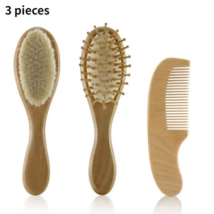 Natural Wooden Baby Hair Brush & Comb Set