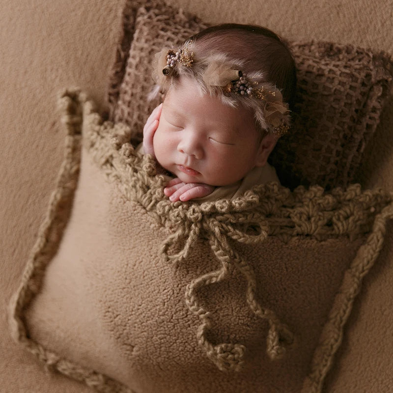 🧸 Baby Sleeping Bag Blanket – Brown Newborn Photography Prop (0–6M | Unisex)