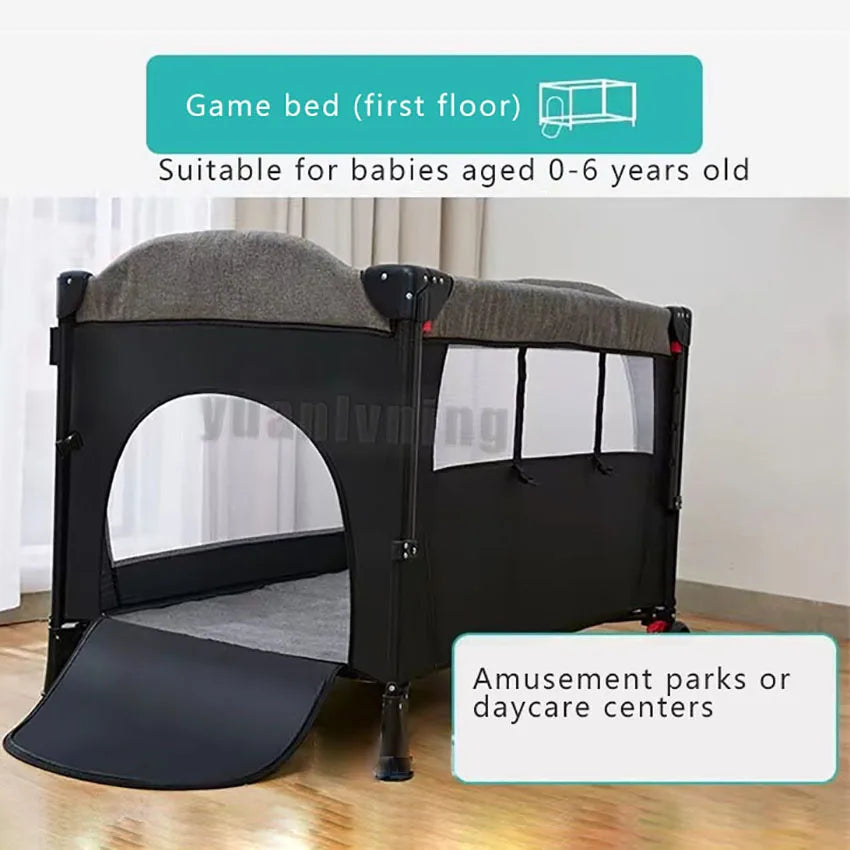 FlexiNest™ 4-in-1 Portable Baby Crib – Foldable Cot, Diaper Table, Rocker & Play Bed