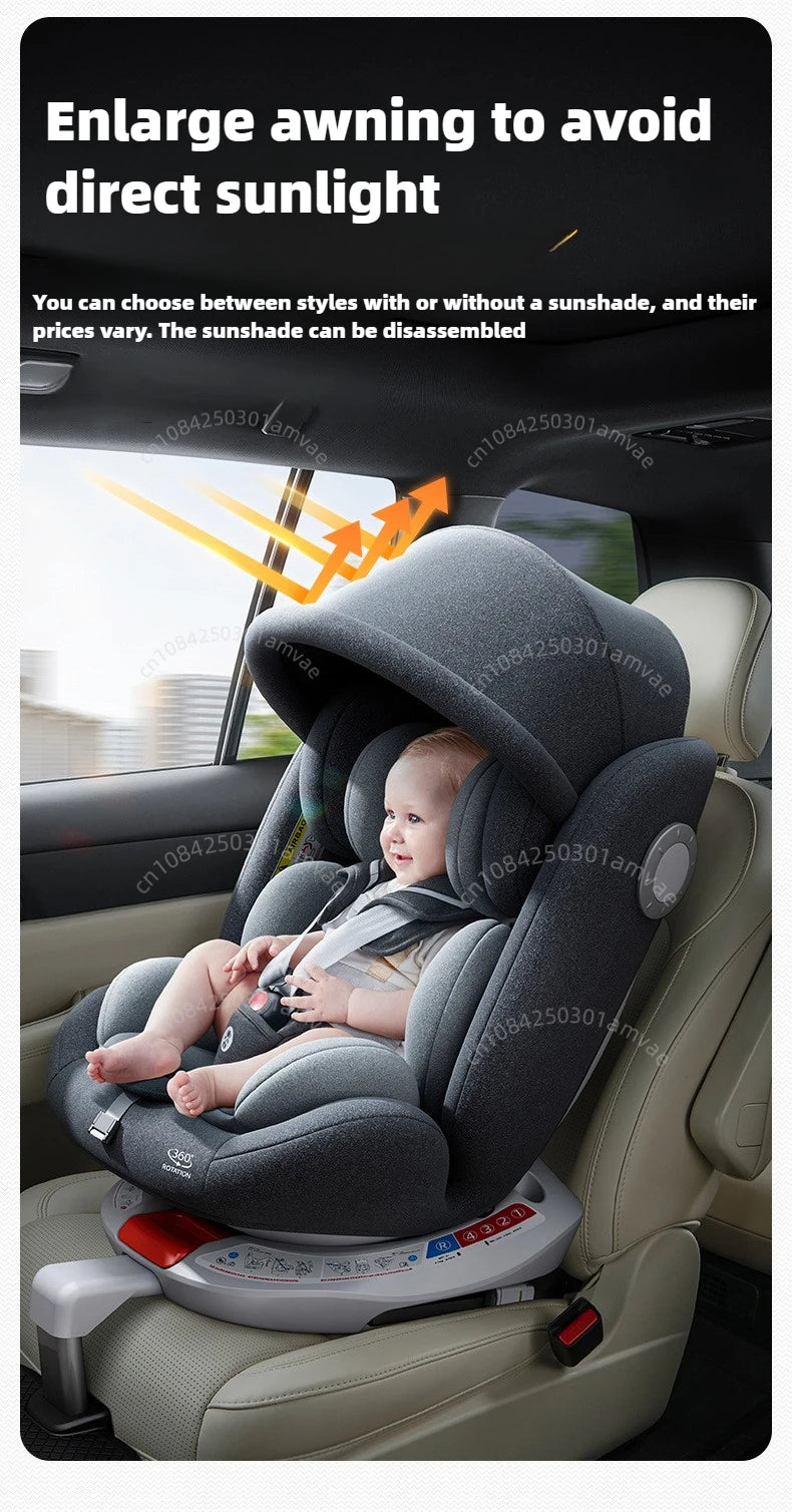 TM™ ISOFIX Child Safety Car Seat – 360° Rotatable Travel Seat for Newborn to 12 Years