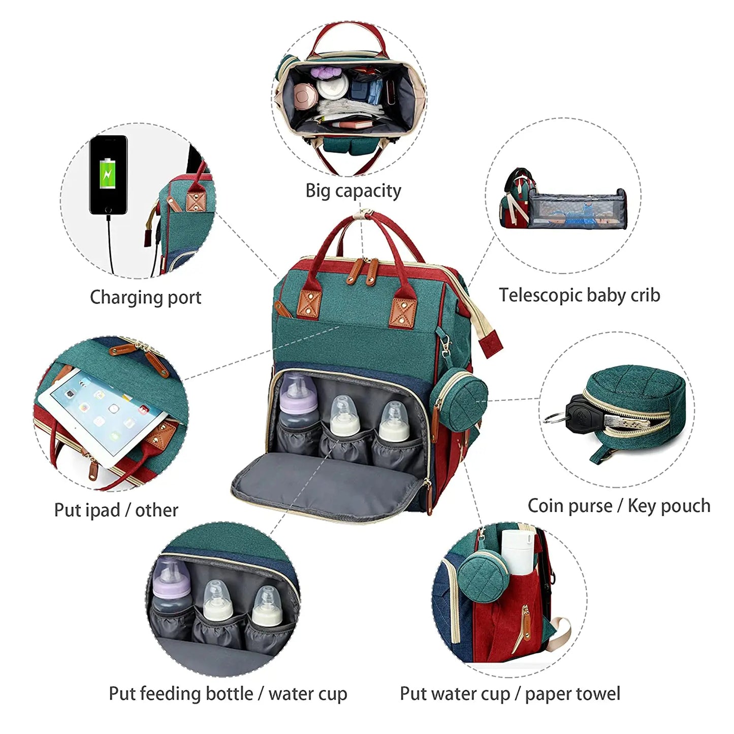 NestGo™ 3-in-1 Diaper Backpack with Foldable Baby Bed