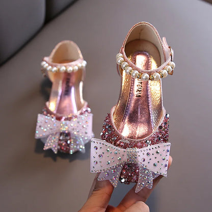 Girls Rhinestone Bow Sandals