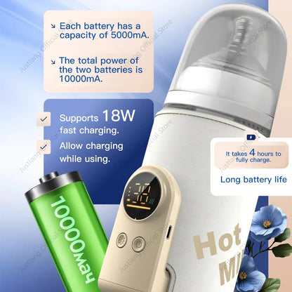 MilkMate™ 10000mAh Baby Bottle Warmer – Multifunctional USB Rechargeable Milk & Food