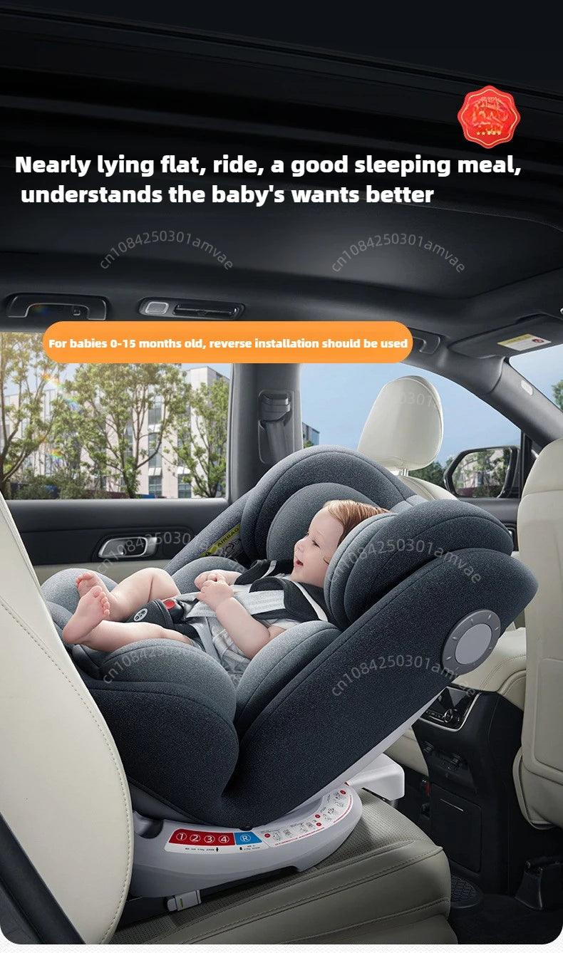 TM™ ISOFIX Child Safety Car Seat – 360° Rotatable Travel Seat for Newborn to 12 Years
