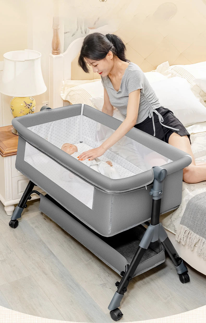 SnugNest™ Foldable Baby Crib Portable Bassinet with Changing Table, Storage & Mosquito Net