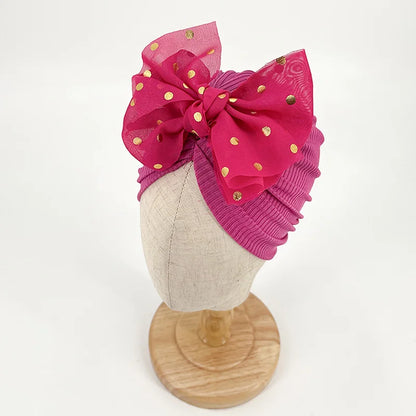 I LOVE DAD™ Baby Bowknot Turban Hat – Soft Cotton & Polyester Beanie for Newborns 0–1Y