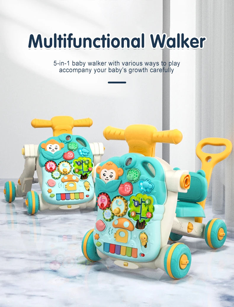 FunStep™ 5-in-1 Baby Walker – Activity Board, Play Table & Scooter for 0–2Y