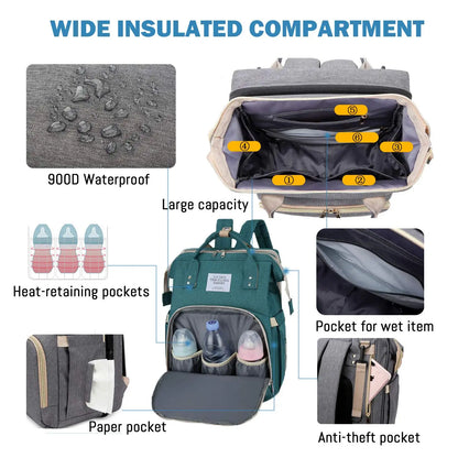 NestGo™ 3-in-1 Diaper Backpack with Foldable Baby Bed
