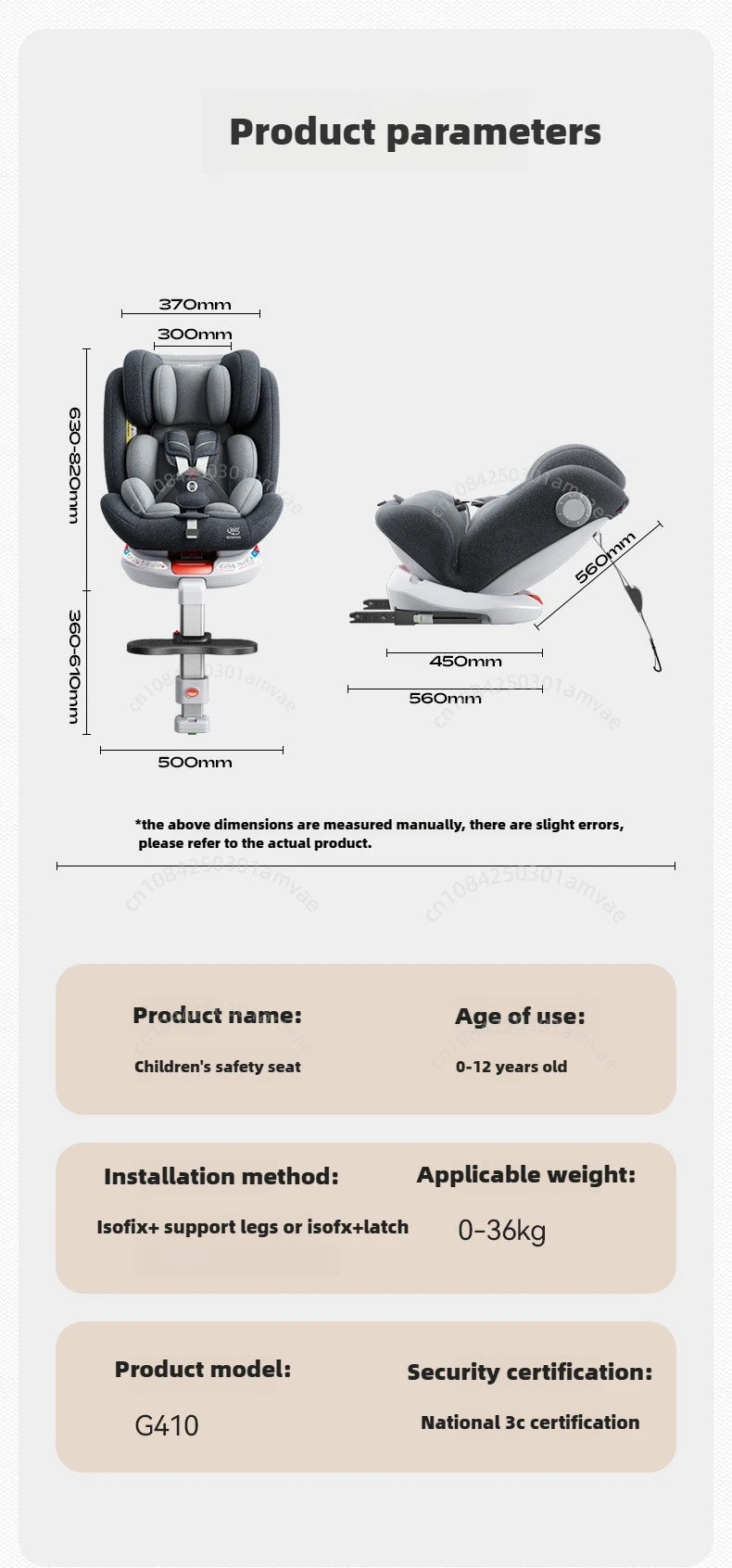 TM™ ISOFIX Child Safety Car Seat – 360° Rotatable Travel Seat for Newborn to 12 Years