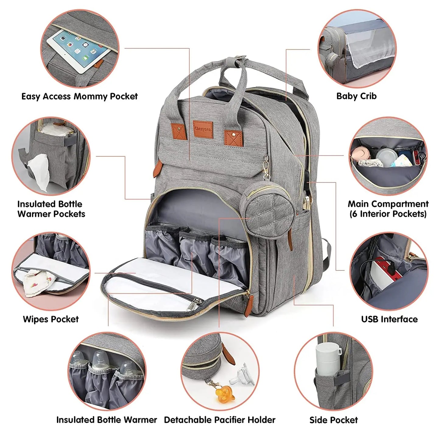 NestGo™ 3-in-1 Diaper Backpack with Foldable Baby Bed