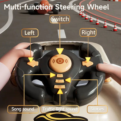 Kids Racing Game Console with Steering Wheel